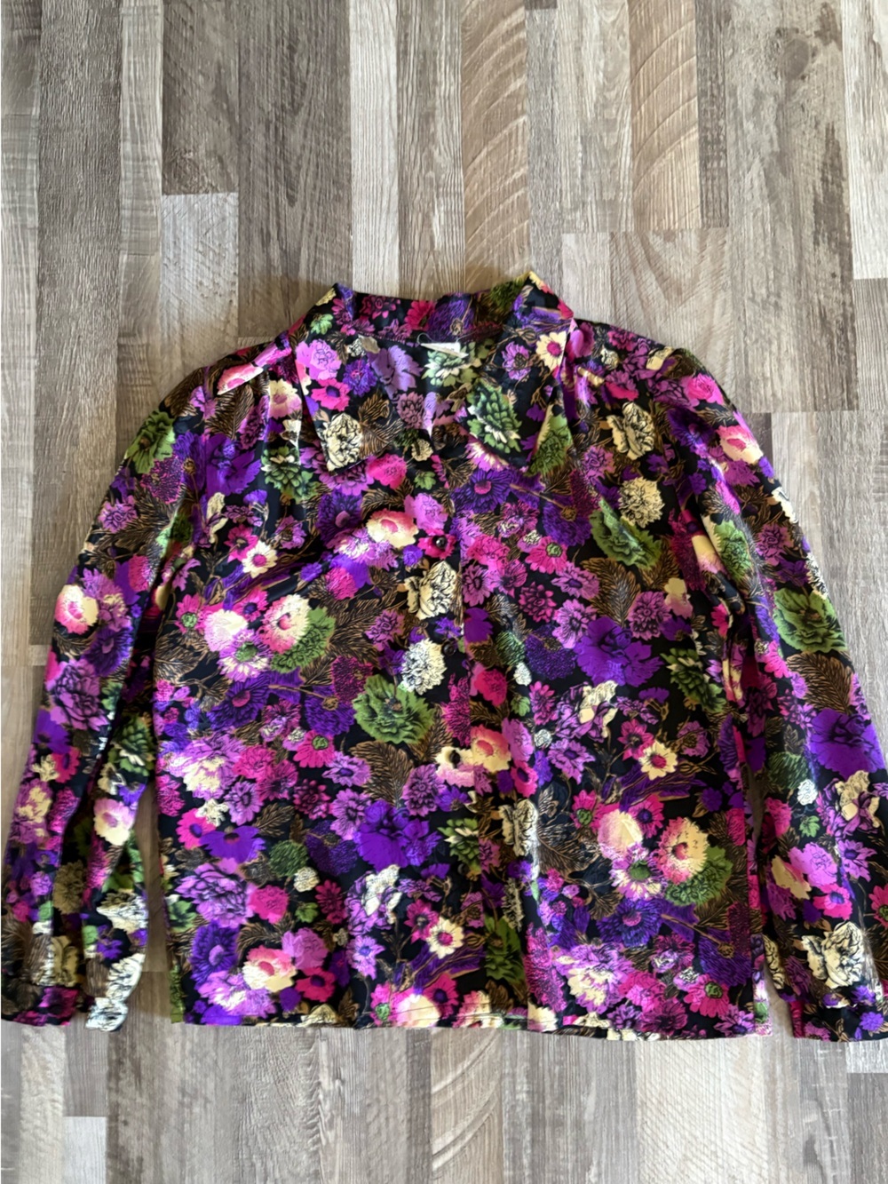 Vintage 80s London Look Floral Button-Up Blouse Size 14 - Picture 2 of 8